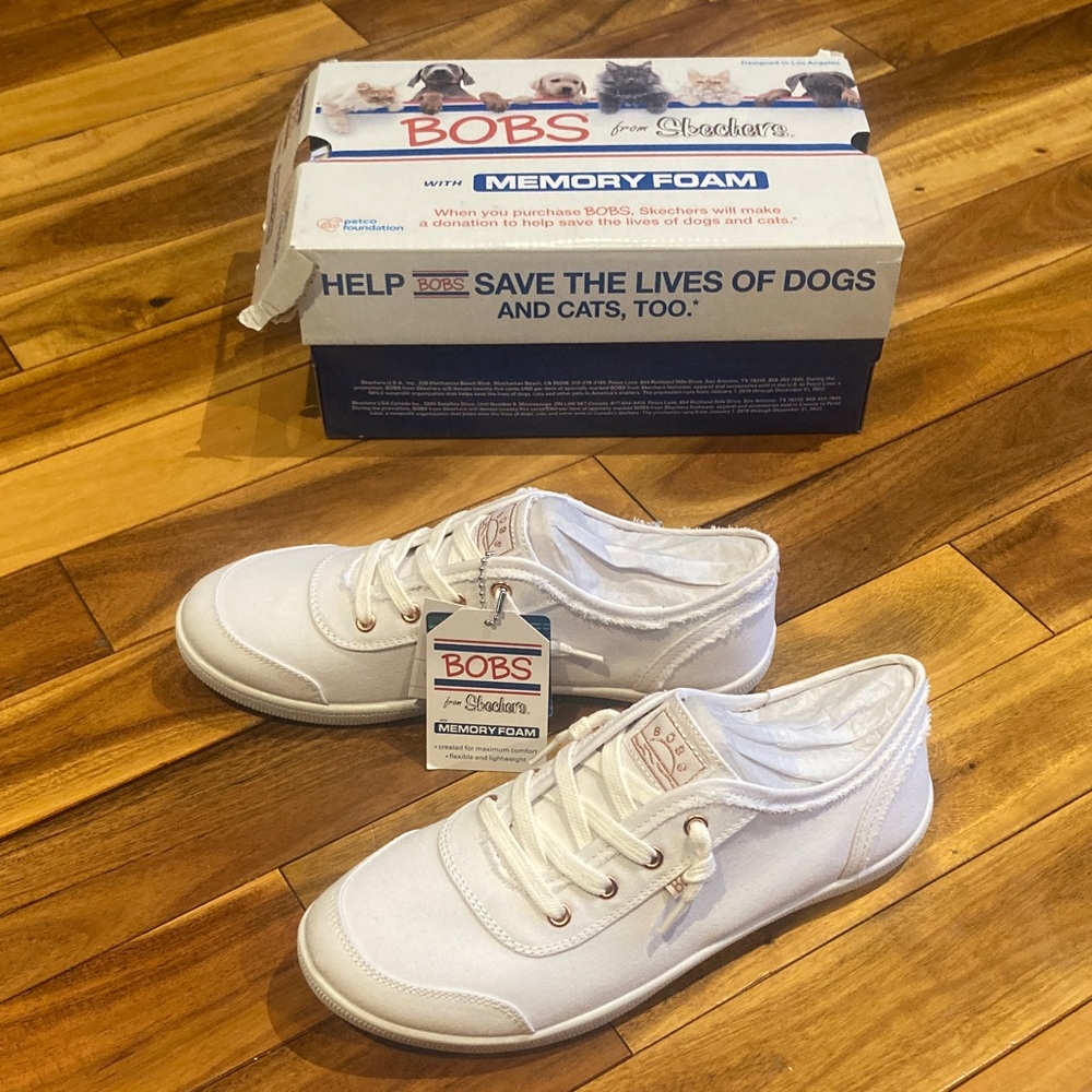 Skechers BOBS Women’s Canvas White Sneakers